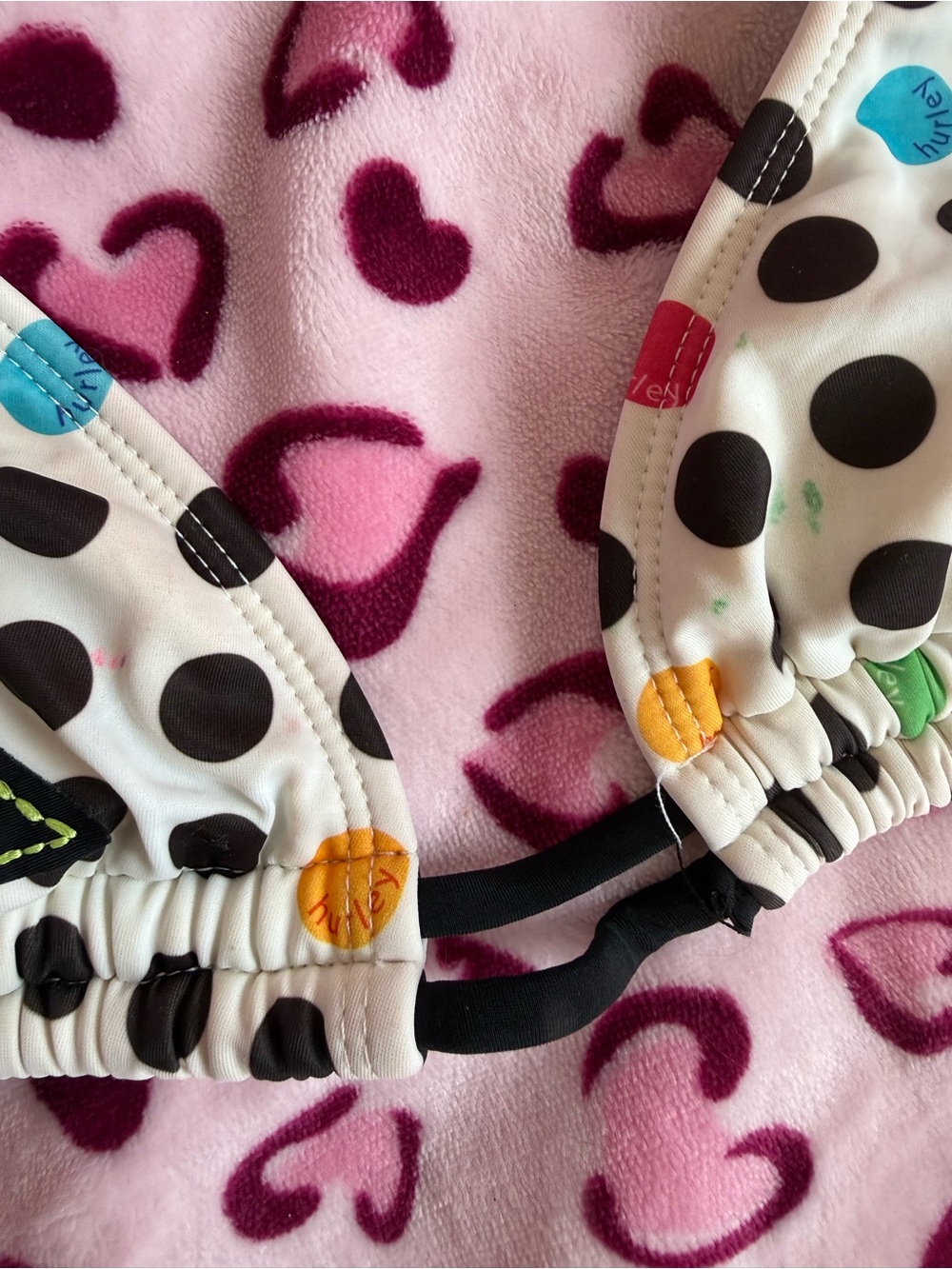 Hurley White Polka Dot Bikini with Black Trim and Neon Accents - Picture 8 of 8